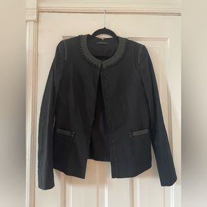 Elie Tahari runway collection whipstitch collar black jacket